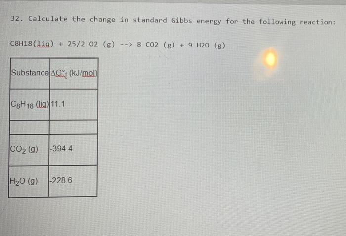 Solved 32. Calculate The Change In Standard Gibbs Energy For | Chegg.com