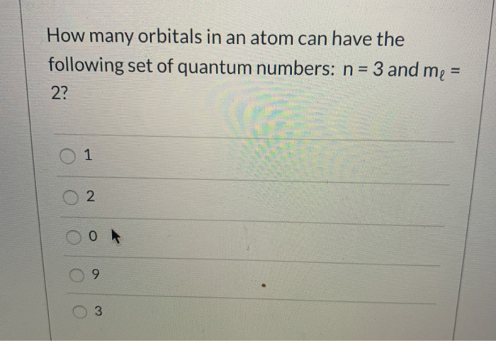 Solved How many orbitals in an atom can have the following | Chegg.com