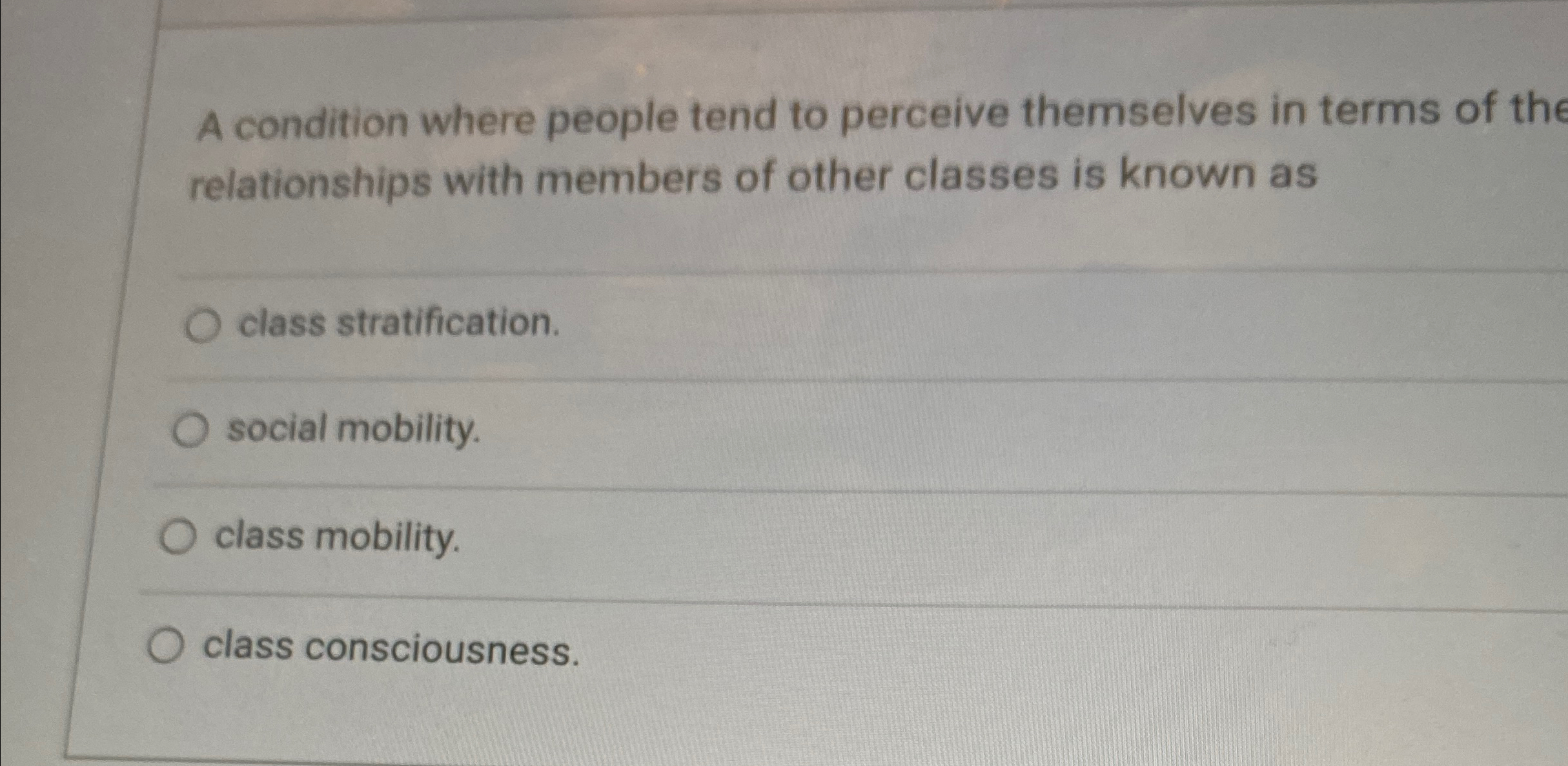 Solved A condition where people tend to perceive themselves | Chegg.com