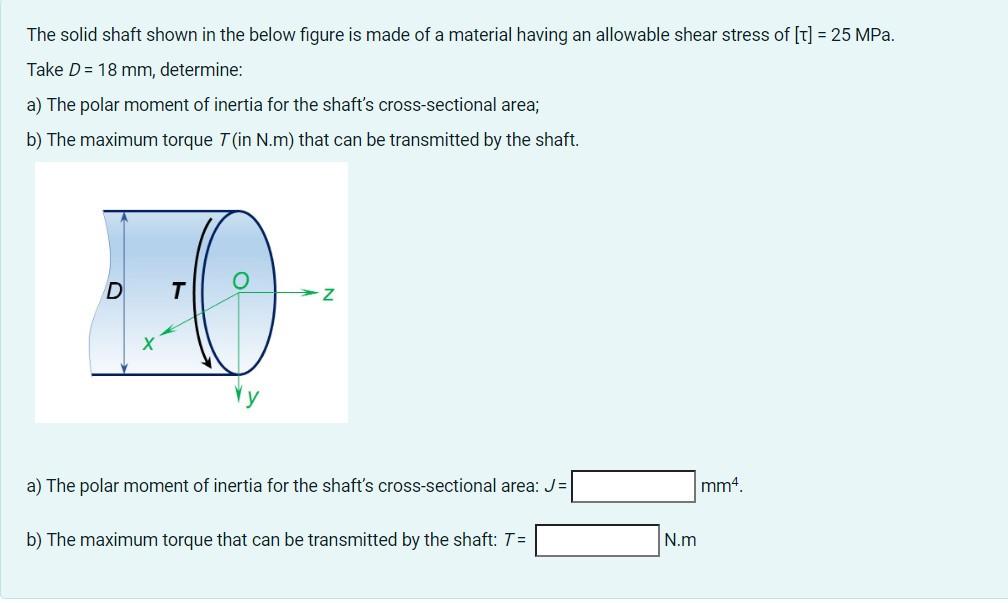 Solved The solid shaft shown in the below figure is made of | Chegg.com