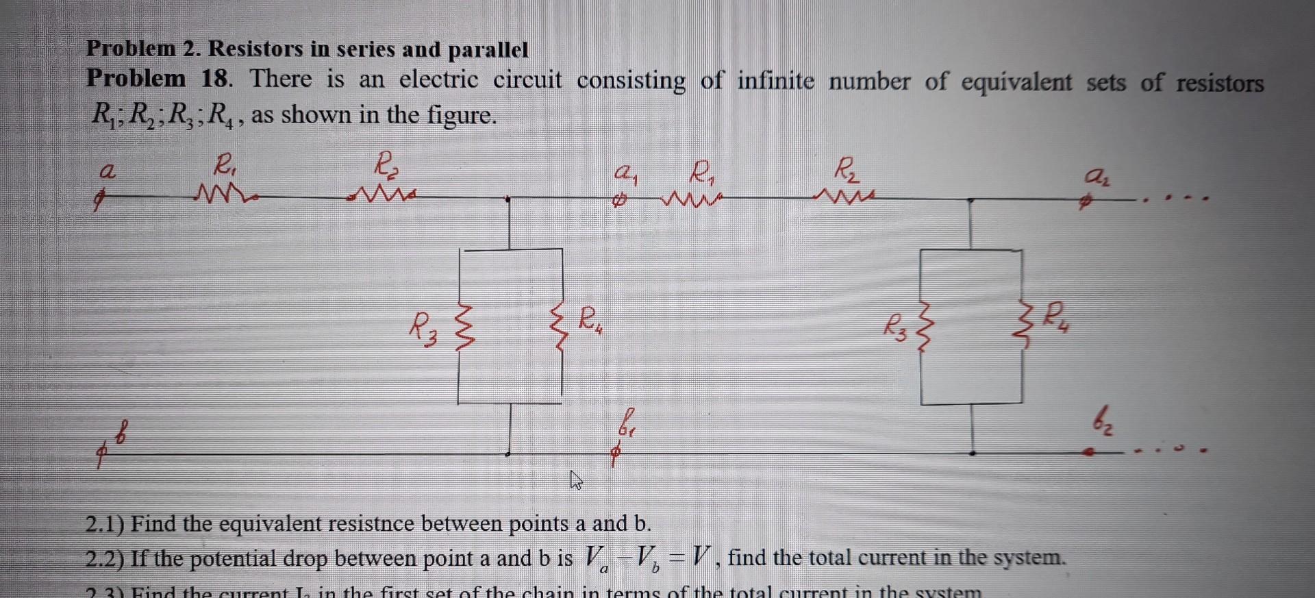 Solved Problem 2. Resistors in series and parallel Problem | Chegg.com