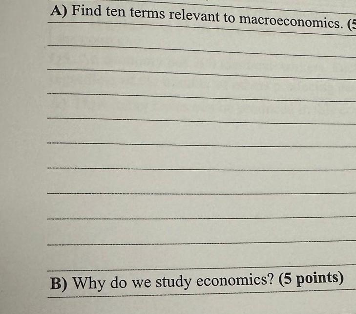 Solved A) Find Ten Terms Relevant To Macroeconomics. B) Why | Chegg.com