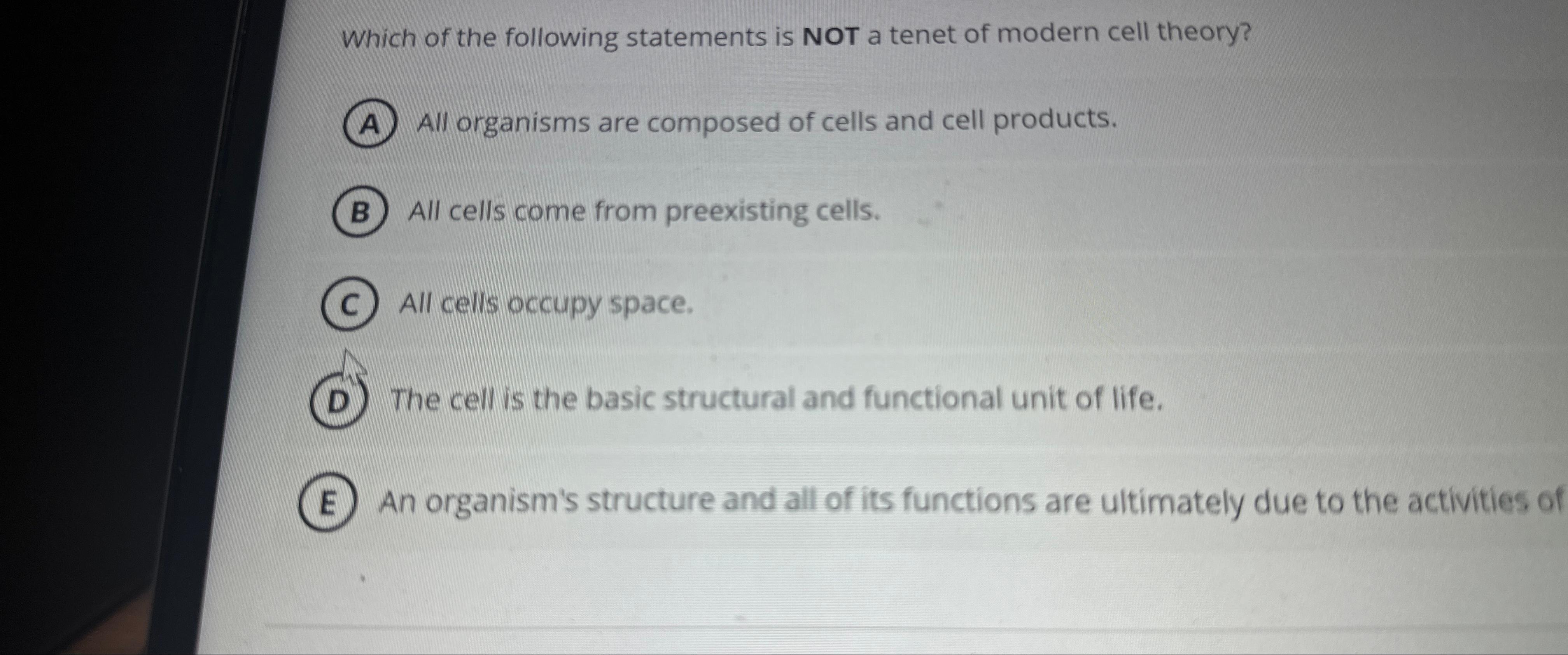 Solved Which of the following statements is NOT a tenet of | Chegg.com