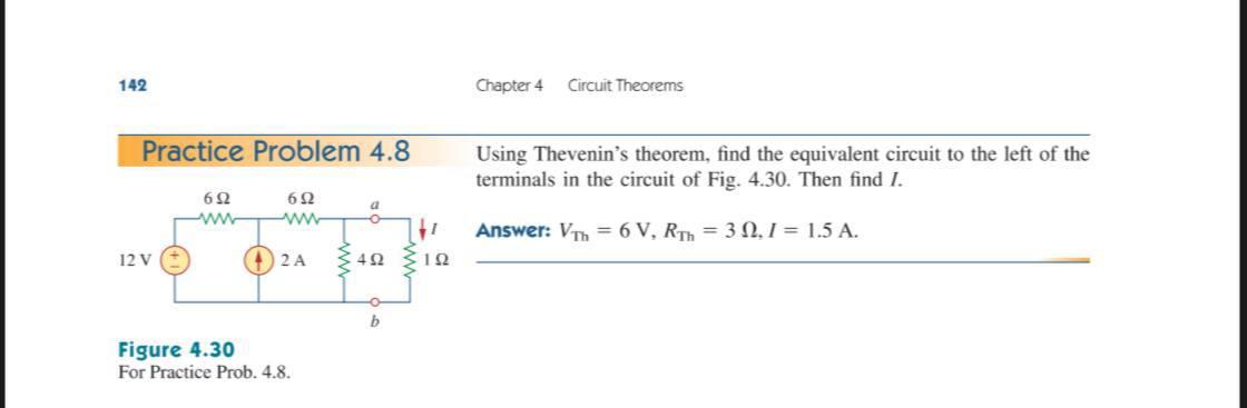 Solved 142 Chapter 4 Circuit Theorems Practice Problem 4.8 | Chegg.com