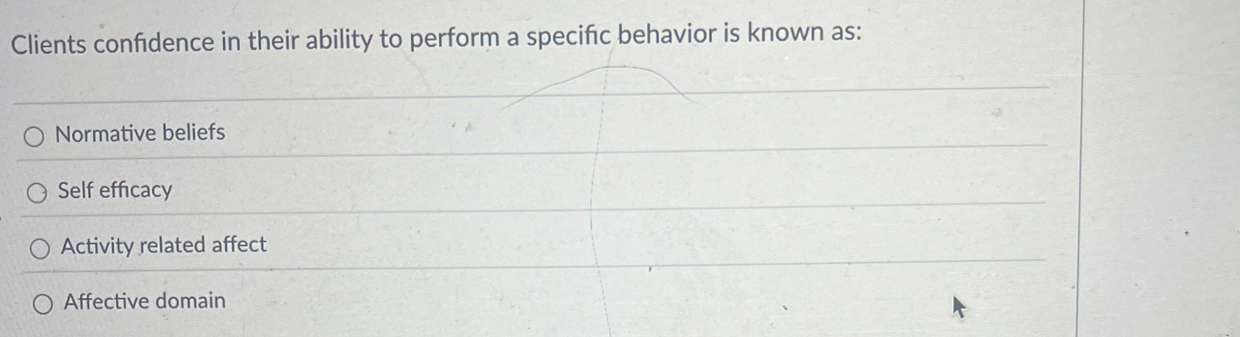 Solved Clients confidence in their ability to perform a | Chegg.com