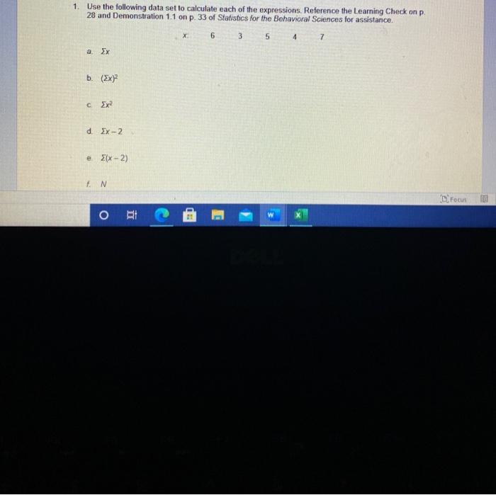 Solved 1. Use the following data set to calculate each of | Chegg.com