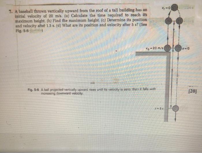 Solved A baseball thrown vertically upward from the roof of