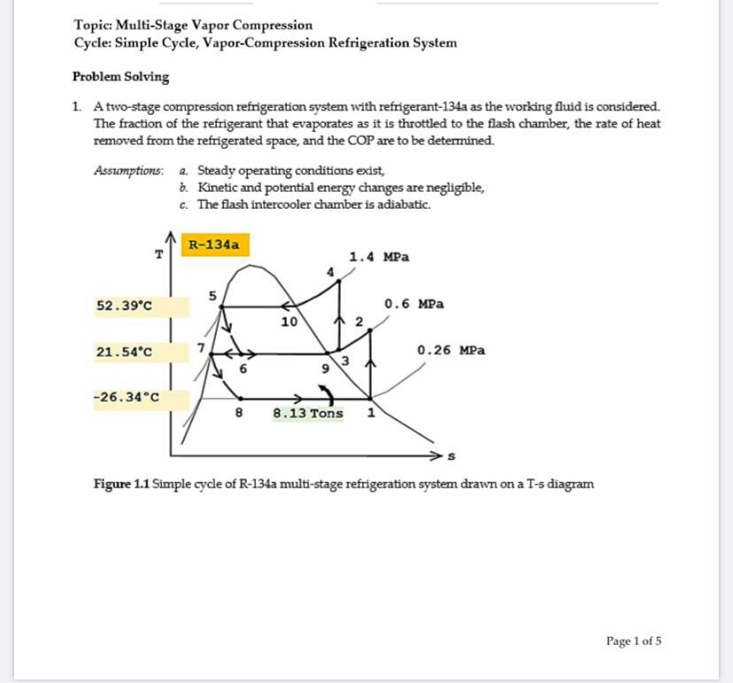 Solved Topic Multi Stage Vapor Compression Cycle Simple