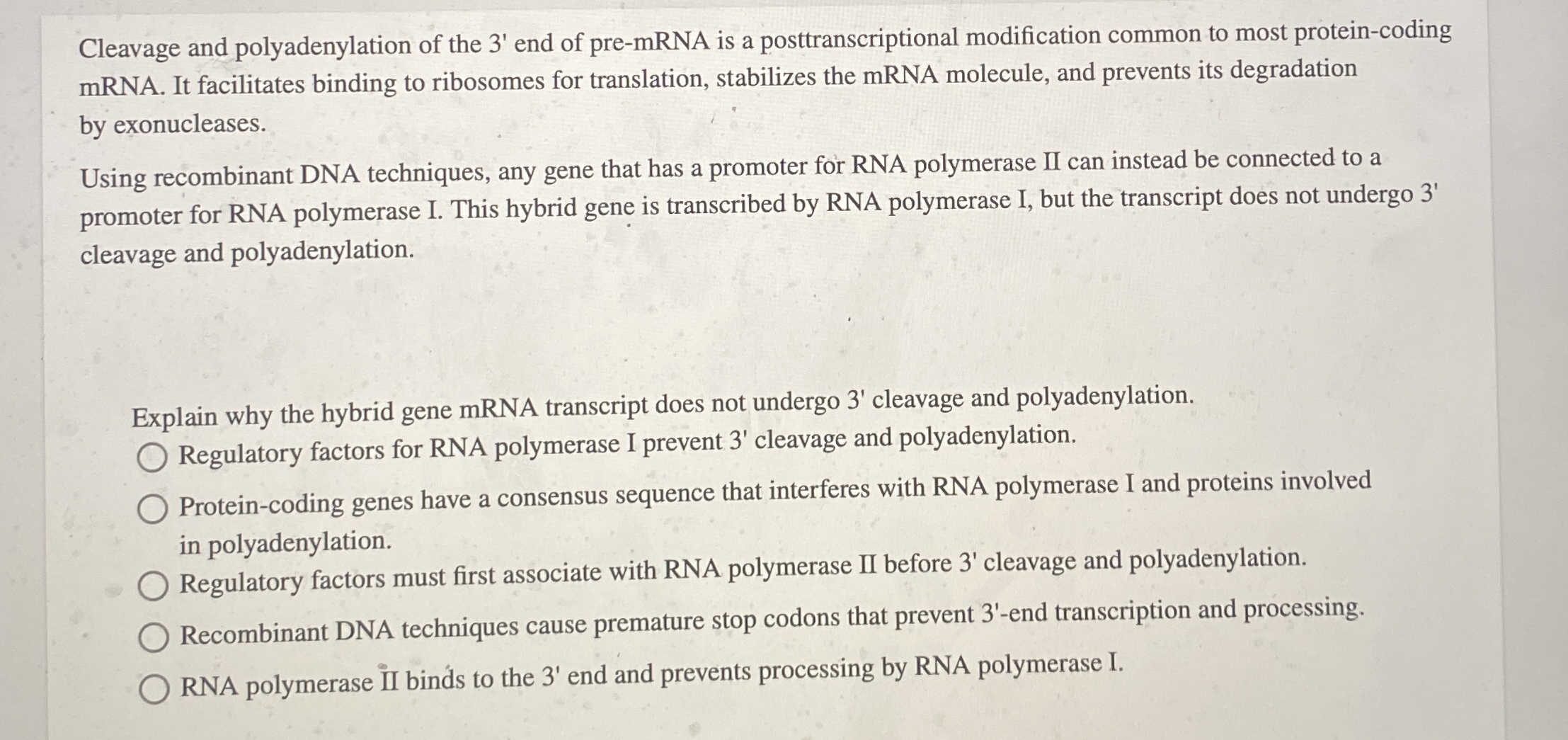Solved Cleavage and polyadenylation of the 3' ﻿end of | Chegg.com