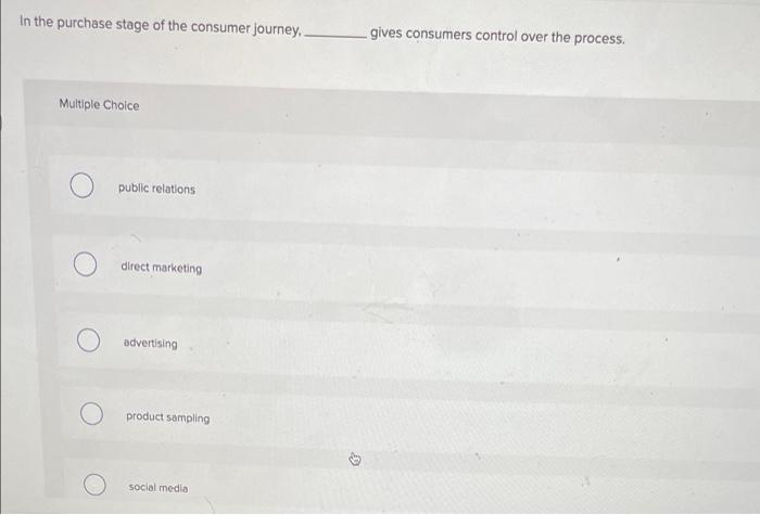 Solved In the purchase stage of the consumer journey.. | Chegg.com