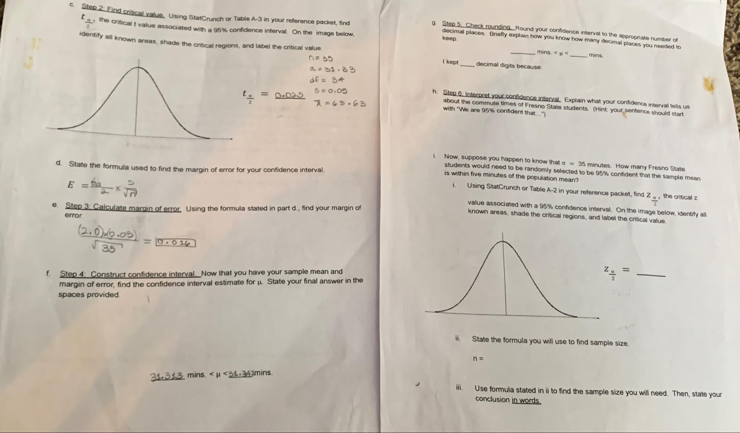 Solved c. ﻿Step 2 ﻿Eind critical value. Using StatCrunch or | Chegg.com