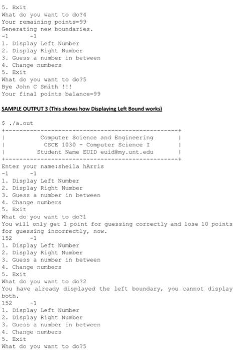 Solved SAMPLE OUTPUT 5 (This shows how Guessing a number | Chegg.com