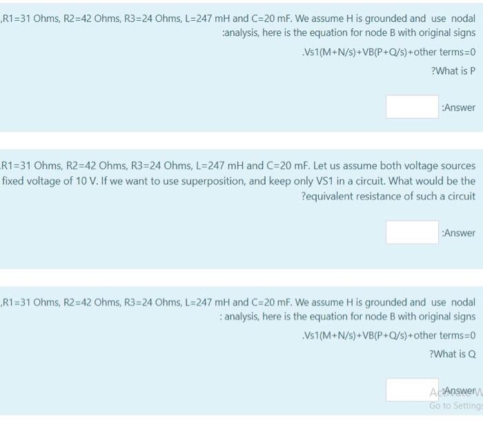 Solved R2 A B C E R 1 Iz C S Sr 1 L R3 I3 14 Vsi R2 V Chegg Com