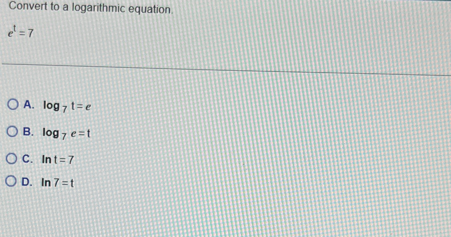 Solved Convert to a logarithmic | Chegg.com
