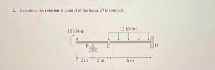 Solved 2. Determine the rotation at point of the beam. El is | Chegg.com
