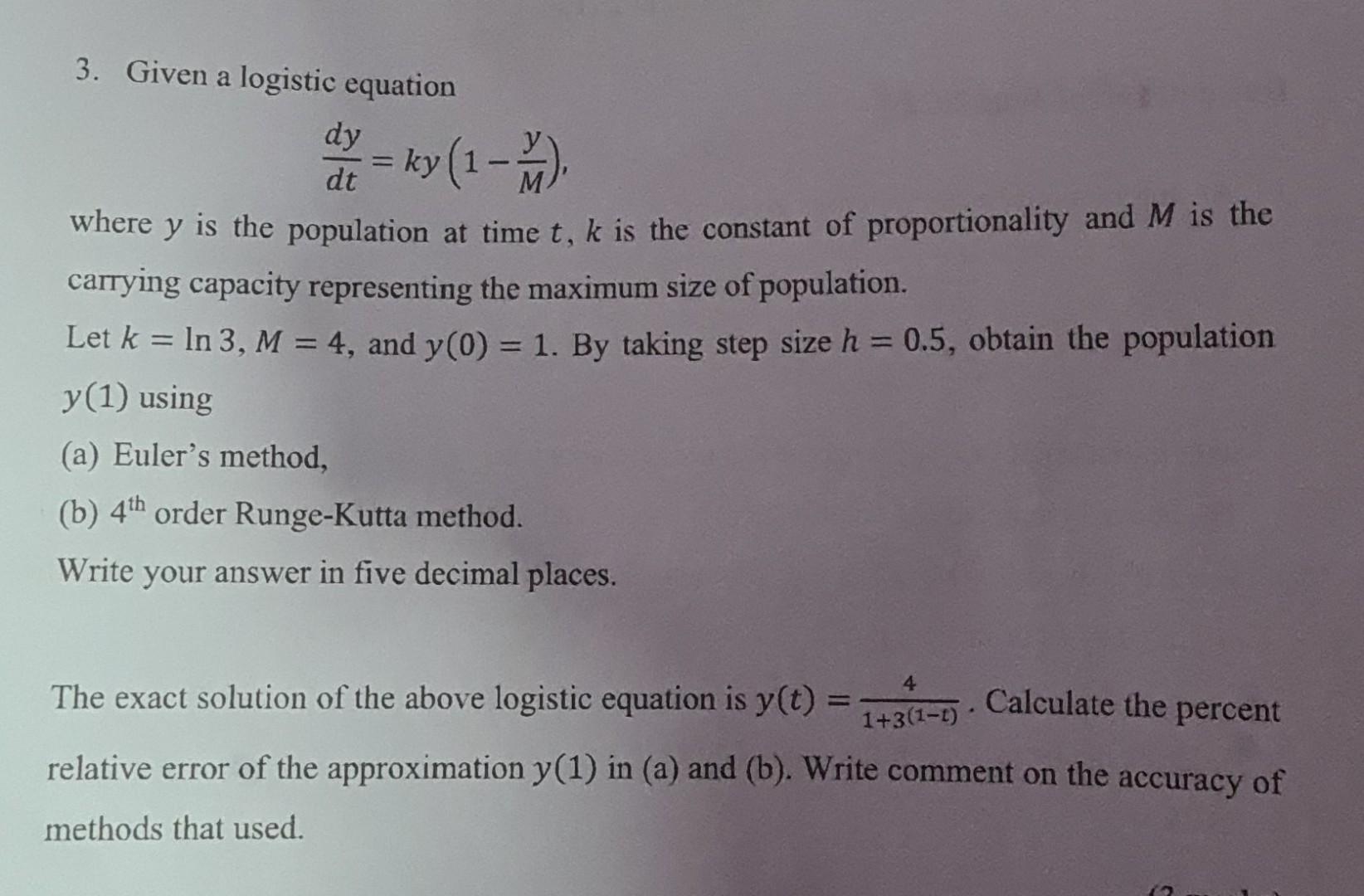 solved-3-given-a-logistic-equation-dy-dt-ky-1-1-chegg
