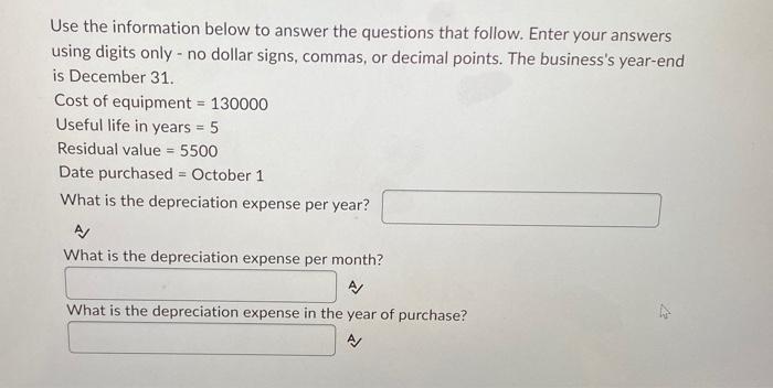 Solved Please use the information provided below to answer