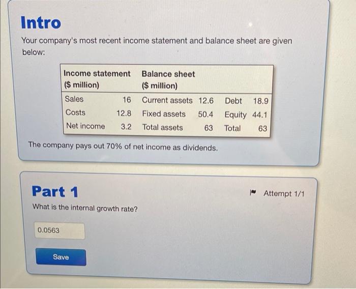 Solved Intro Your Company's Most Recent Income Statement And | Chegg.com