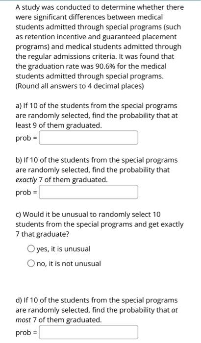 Solved A study was conducted to determine whether there were | Chegg.com