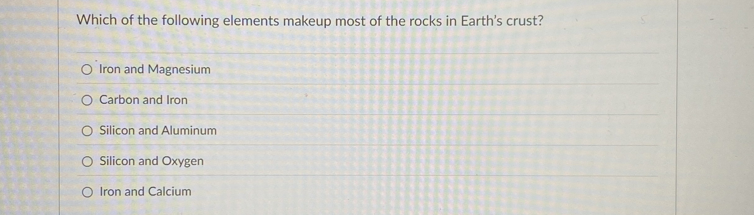 Solved Which of the following elements makeup most of the