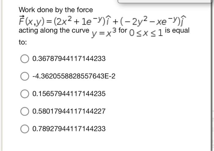 Solved Work Done By The Force | Chegg.com