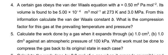 Solved 4. A certain gas obeys the van der Waals equation | Chegg.com