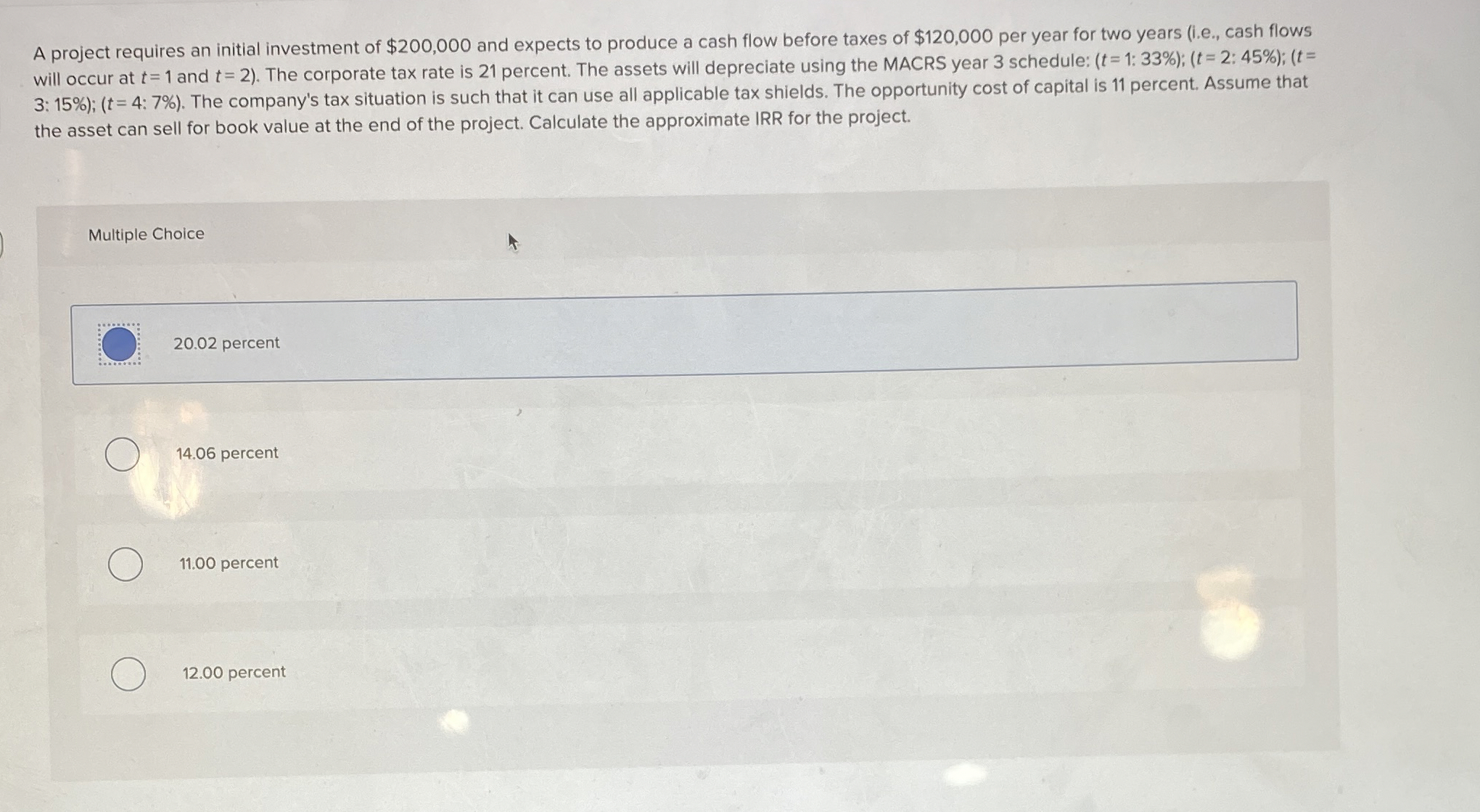 Solved A project requires an initial investment of $200,000 | Chegg.com