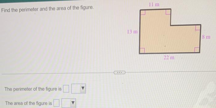 find the perimeter and area of the figure below