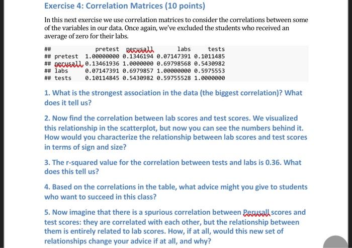 Solved Exercise 4: Correlation Matrices (10 points) In this | Chegg.com