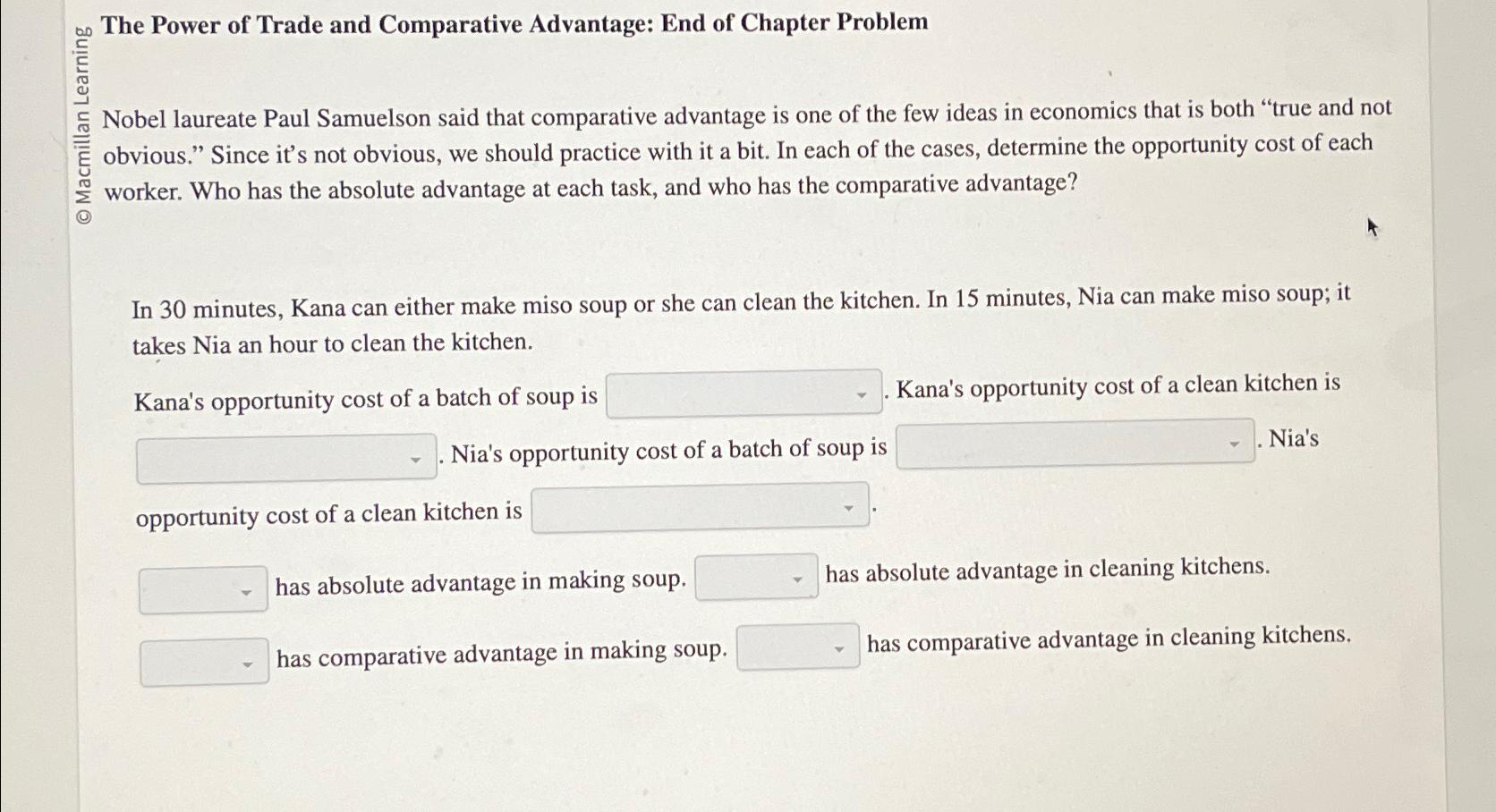 Solved The Power of Trade and Comparative Advantage: End of | Chegg.com