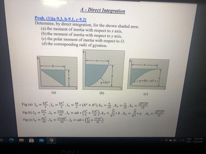 Solved A - Direct Integration Prob. (1a-9.3, b-9.1, -92) | Chegg.com