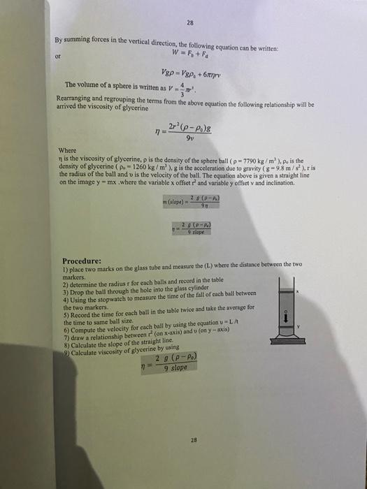 Solved 27 Experiment 7 Viscosity Objective Determining the