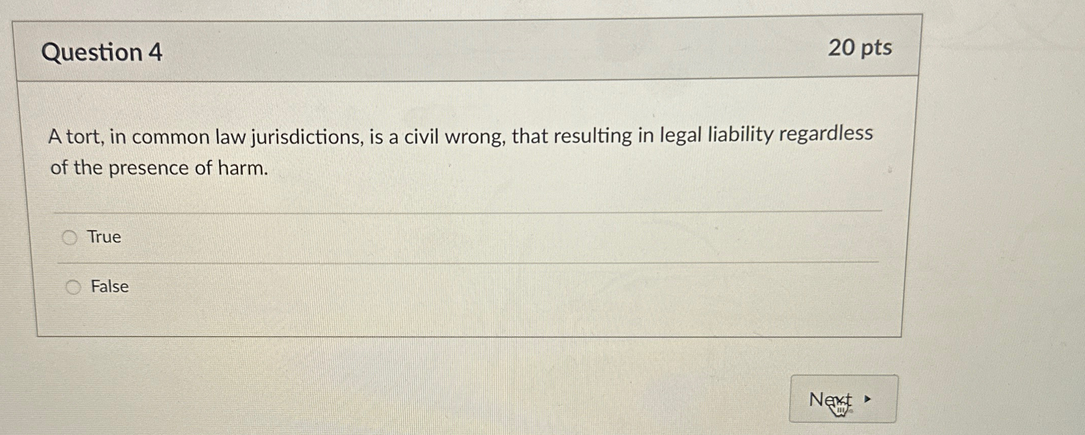 Solved Question 420 ﻿ptsA tort, in common law jurisdictions, | Chegg.com