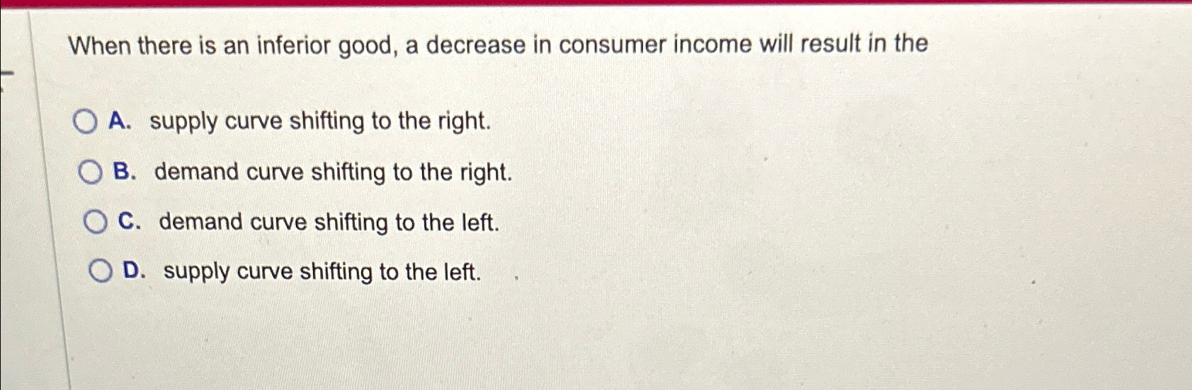 Solved When there is an inferior good, a decrease in | Chegg.com