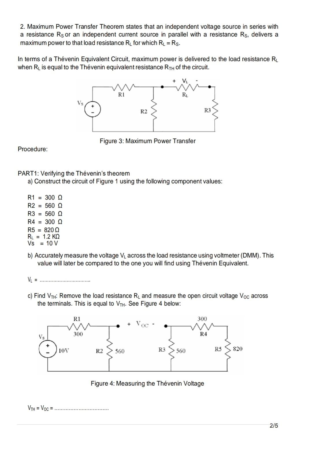 Solved Lab. #9 Thévenin Equivalent Circuit and Maximum Power | Chegg.com