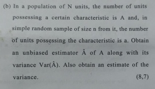 Solved (b) ﻿In a population of N units, the number of units | Chegg.com