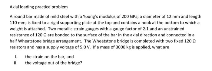 Solved Axial loading practice problem A round bar made of | Chegg.com
