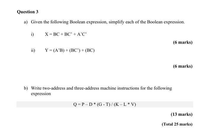 Solved A) Given The Following Boolean Expression, Simplify | Chegg.com