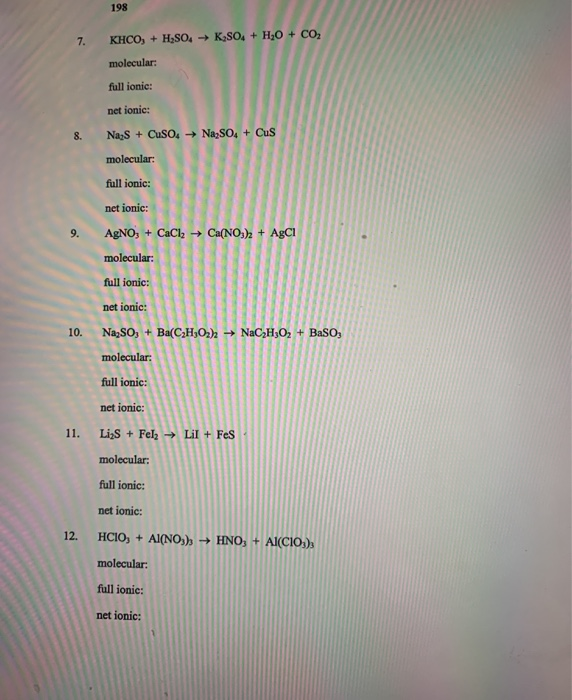 Solved 1. Al + HCl → AICI, + H2 molecular: full ionic: net | Chegg.com