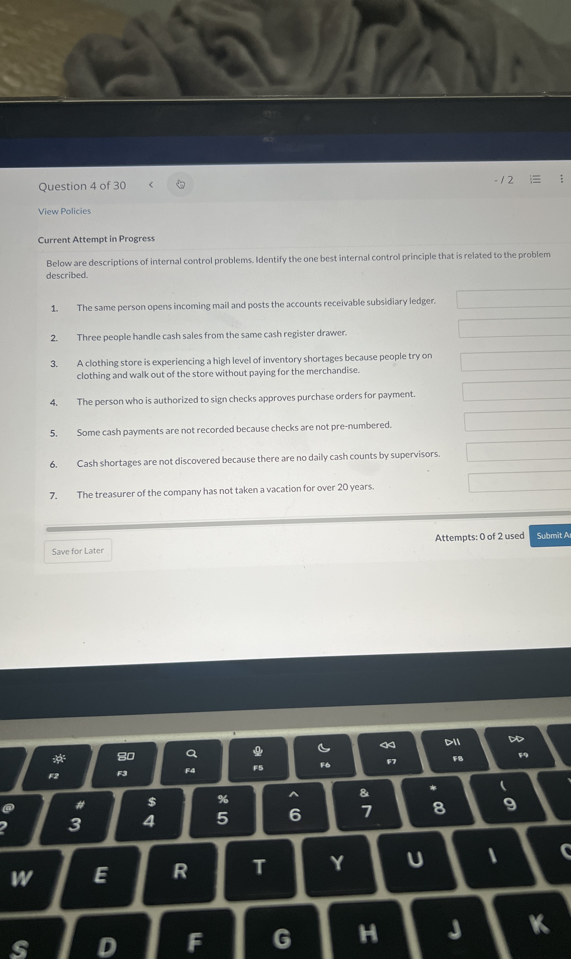 Solved Question 4 ﻿of 30-12 !View PoliciesCurrent Attempt in | Chegg.com
