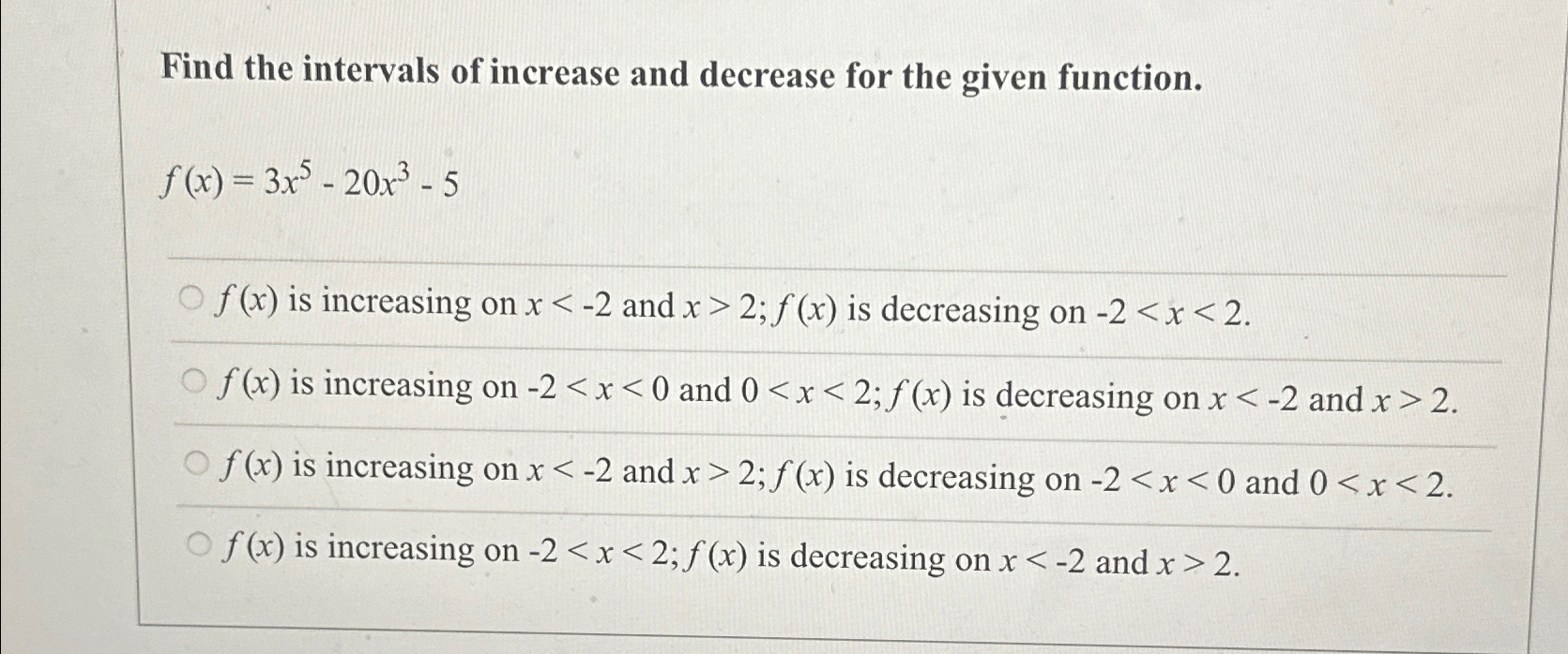 Solved Find the intervals of increase and decrease for the | Chegg.com