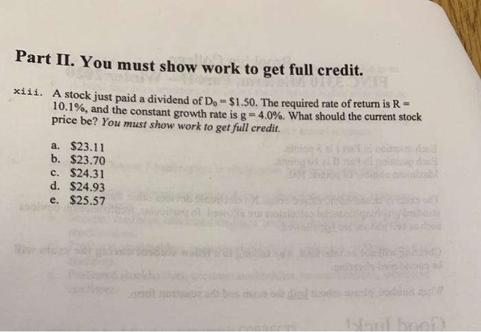 Solved Part Il. You must show work to get full credit. xiii. | Chegg.com