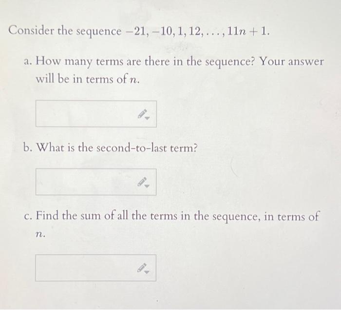 Solved Oonsider The Sequence −21 −10 1 12 … 11n 1 A How