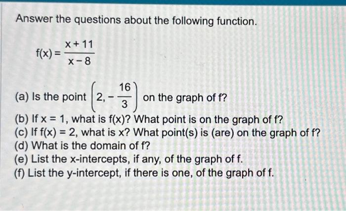 Solved Answer the questions about the following function. | Chegg.com