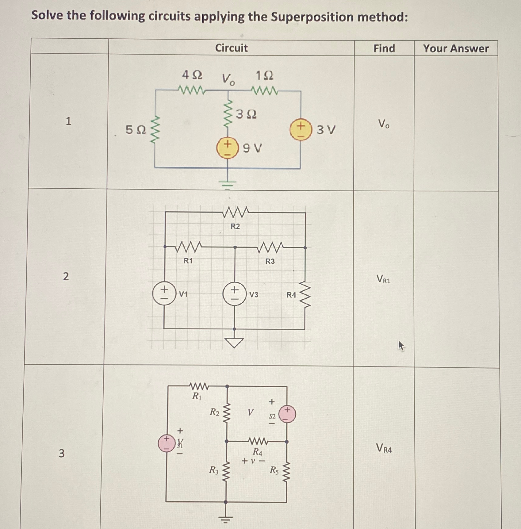 Solved Solve the following circuits applying the | Chegg.com
