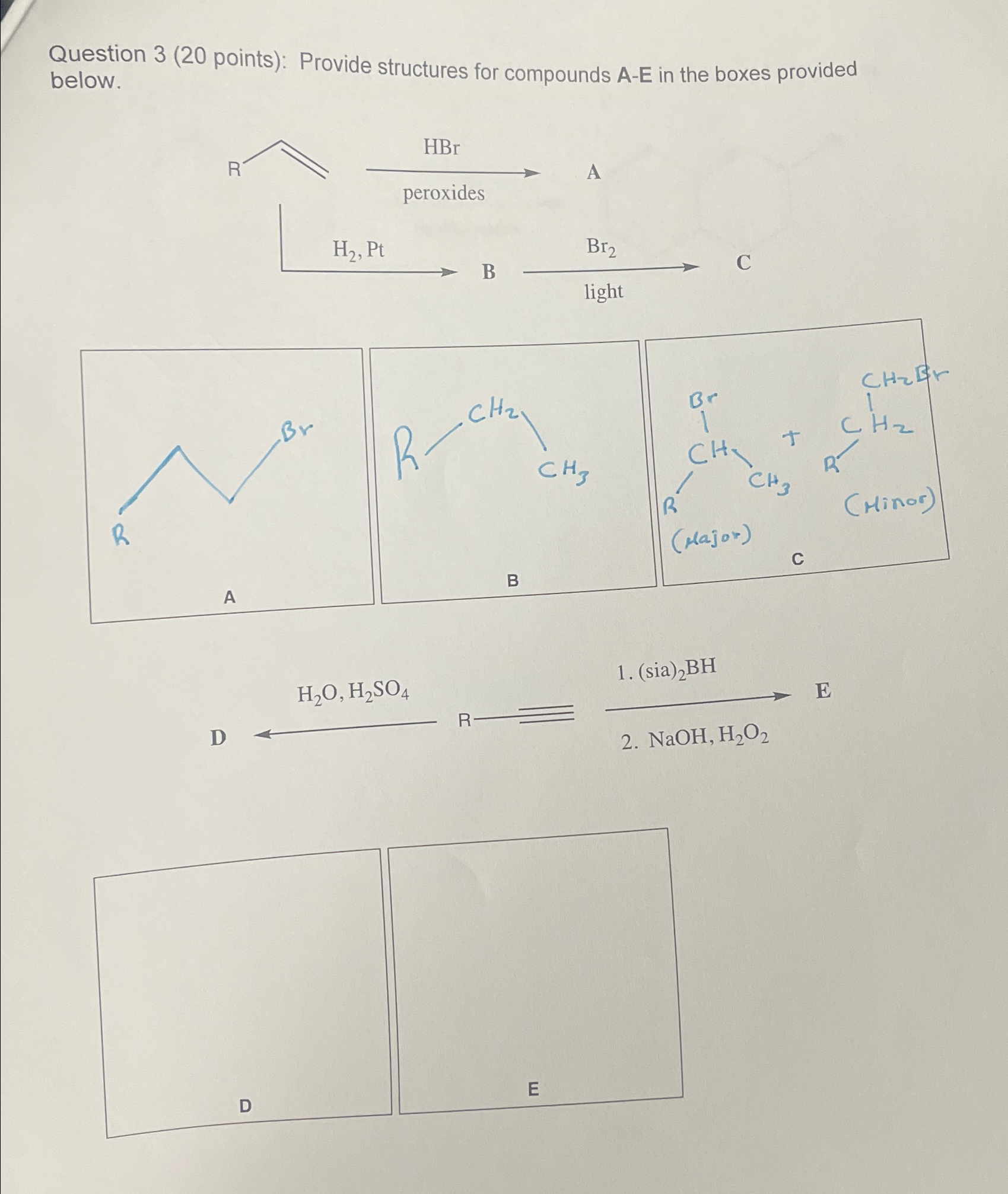 Solved Question 3 ( 20 ﻿points): Provide structures for | Chegg.com