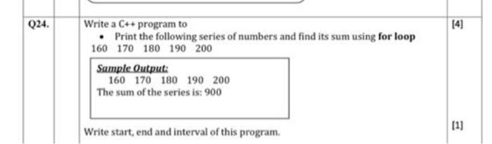 Solved Q24. [4) Write a C++ program to • Print the following | Chegg.com