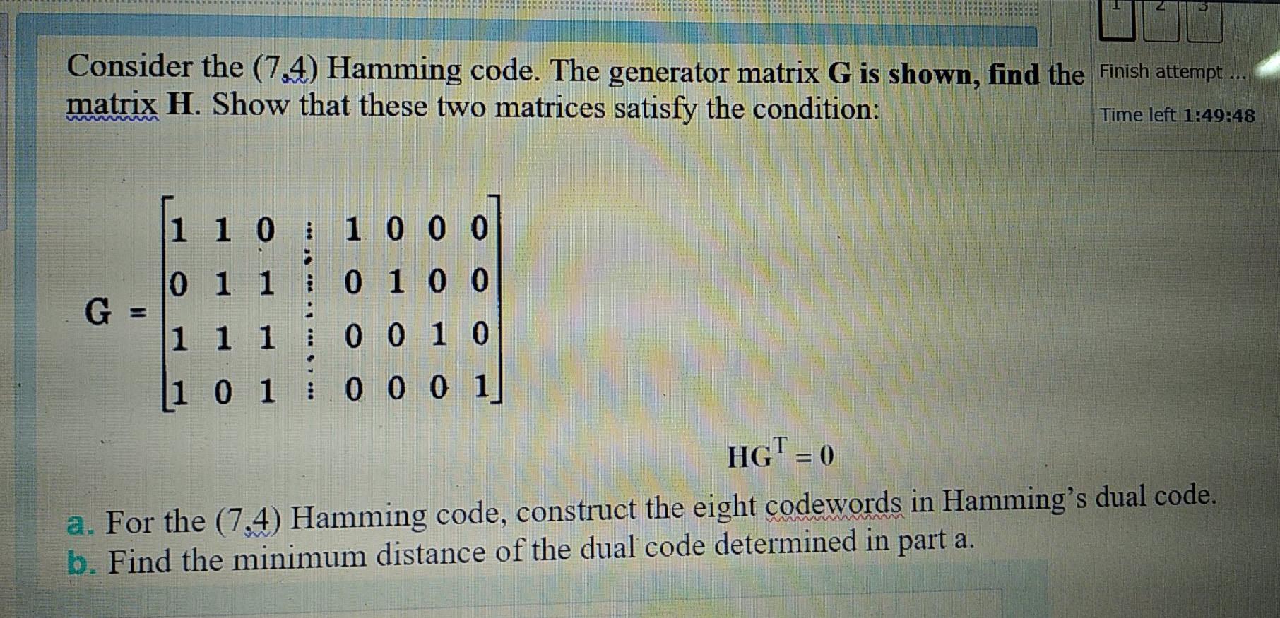 Hamming Code Generator Matrix