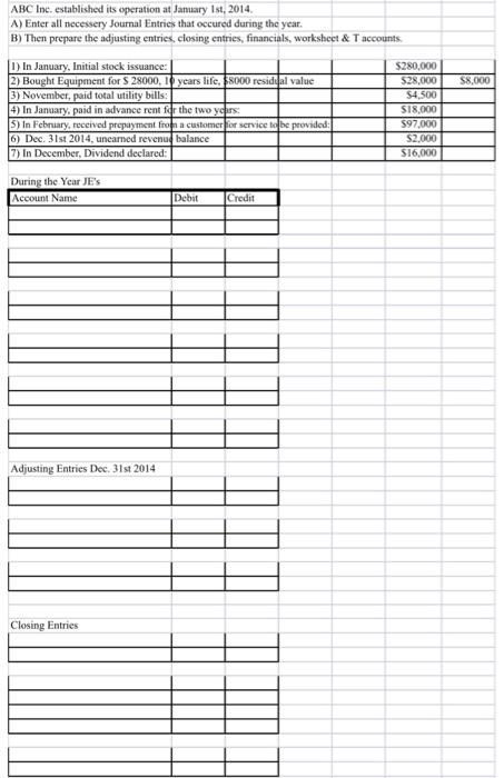 Solved • Prepare all Journal Entries (JES) • Post them to | Chegg.com