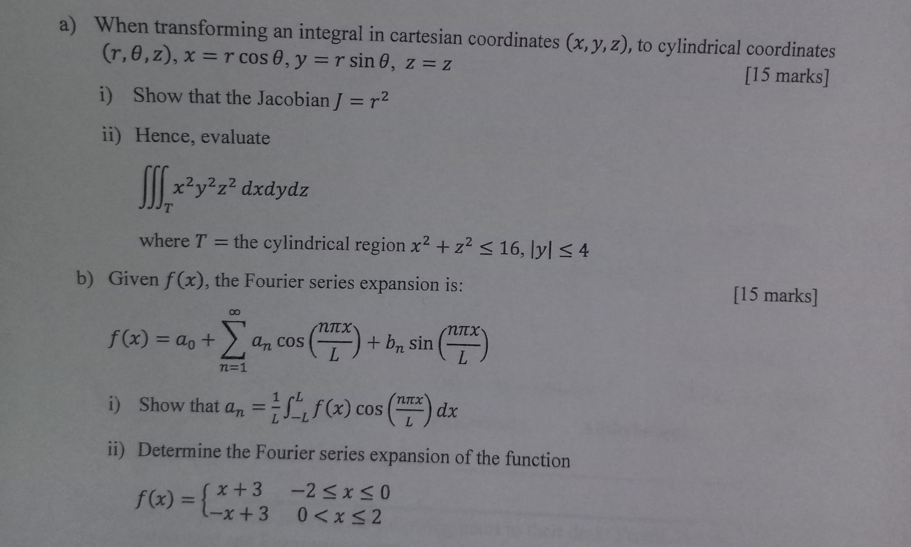 Solved a) ﻿When transforming an integral in cartesian | Chegg.com